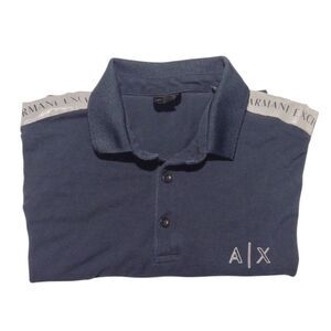 Armani Exchange Men’s Navy Blue White Logo Cotton Polo Shirt Size XL